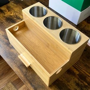 Bamboo Hair Dryer Curler Hair Tool Organizer Bathroom